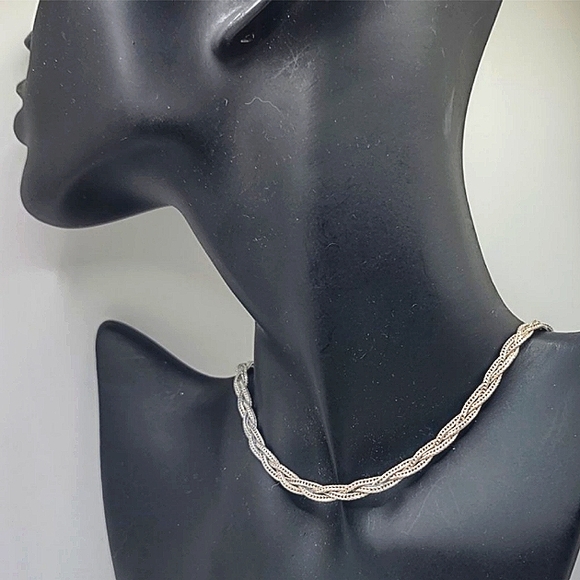 .925 Sterling Silver 18" Braided Chain 10.18grams - Picture 3 of 11